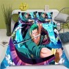 QROXY One Piece Literie en Coton avec Taie doreiller, 100% Microfibre, Luffy Zoro Housse De Couette à Impression Numérique 3
