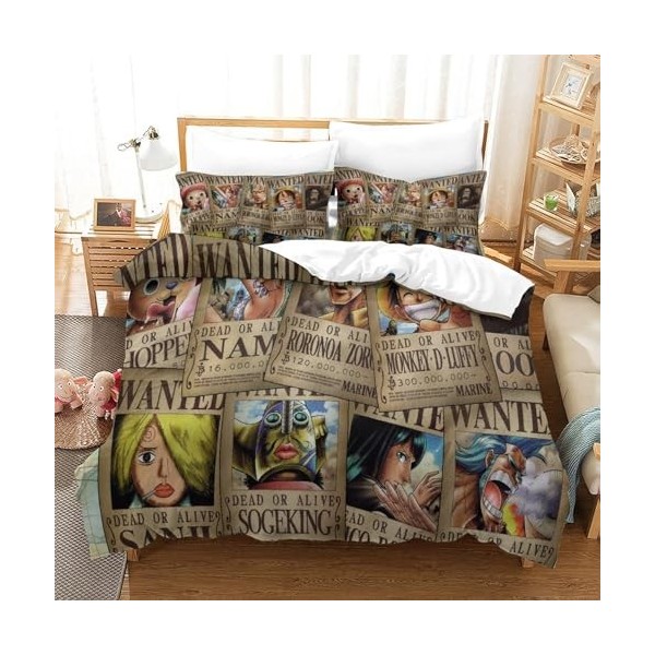 EKENOZ One Piece Parure De Lit 3D Luffy Housse De Couette pour Garçon Et Adolescent Housse De Couette Housses De Couettes Mic