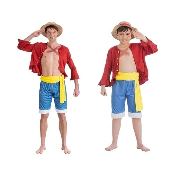 Générique Costume Luffy taille au choix dès 7 ans REF/C4612 Déguisement fête anniversaire, carnaval, nouvel an, Manga... E