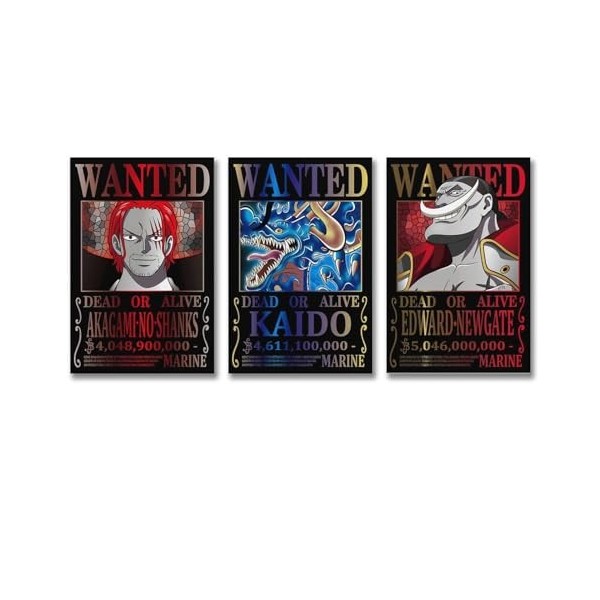 Poster One Piece Wanted Luffy Ace Sabo - Art mural - Décoration murale - 20 x 30 cm