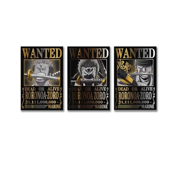 Poster One Piece Wanted Luffy Ace Sabo - Art mural - Décoration murale - 20 x 30 cm