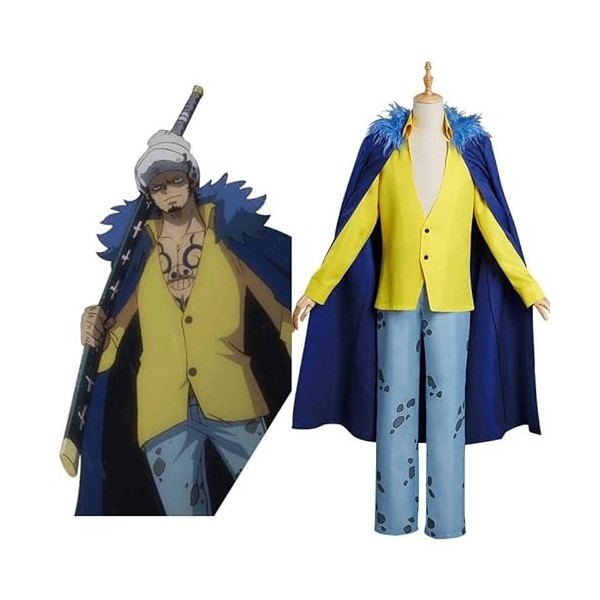 Zenhhrpt Anime One Piece Trafalgar D. Water Law Cosplay Costume Set Cape Manteau Pantalon Costume Halloween Prop