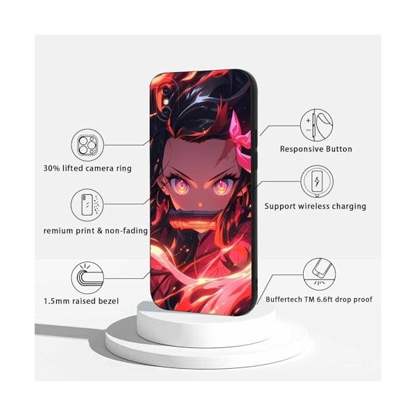 2 Pièces Coque pour Apple iPhone X/iPhone XS 5.8, avec Anime Motif Demon Slayer Kamado Nezuko Tanjirou Manga Antichoc TPU S