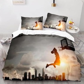 ZGRTZH Parure de Lit 240 x 260 Adulte Basket Housse de Couette 2 Personnes avec Fermeture Éclair Doux Respirant Microfibre Ho