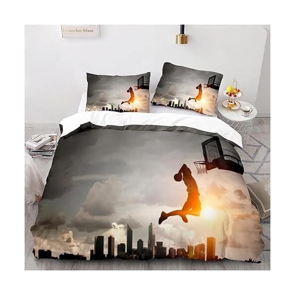 ZGRTZH Parure de Lit 240 x 260 Adulte Basket Housse de Couette 2 Personnes avec Fermeture Éclair Doux Respirant Microfibre Ho