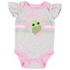 Star Wars Baby Yoda Girls One Piece Bodysuit Jogging Pants and Matching Headband 3 Piece Set, Grey/Pink/Green, 6-9 Months