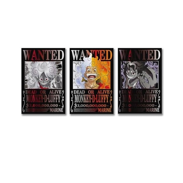 One Piece Wanted Poster D Luffy Impression sur toile 40 x 60 cm