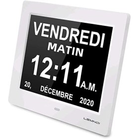 LEMNOI 8" Pouce LCD Horloge Numérique Calendrier N11 avec Date Jour Et Heure Horloge Non-Abrégée Auto Dimming 8 Langues HD Di
