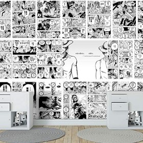 KADIBEER Papiers peints Fond décran 3D One Piece Manga Noir et Blanc Anime Restaurant Chambre Dortoir…