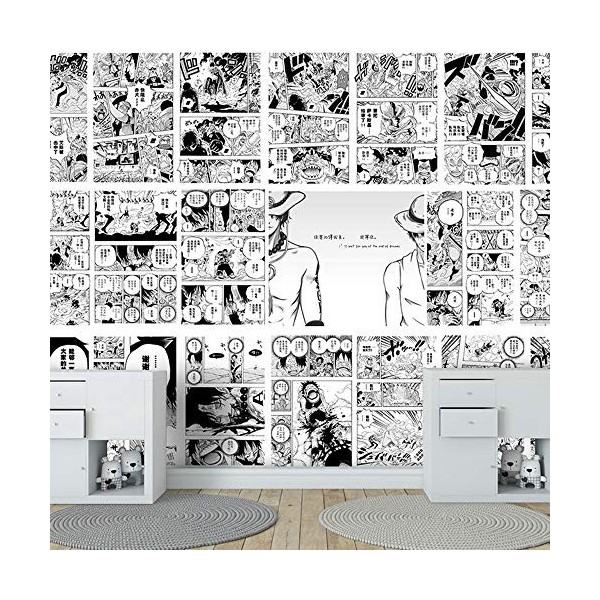 KADIBEER Papiers peints Fond décran 3D One Piece Manga Noir et Blanc Anime Restaurant Chambre Dortoir…