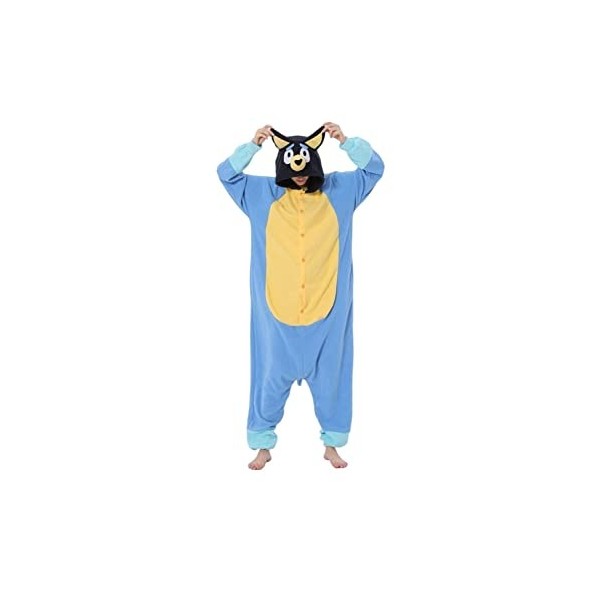 MOGSA One Piece Pajamas Animal Adults Dessin Animé Bleu Chien Onesies Pyjama Halloween Costumes Cosplay Jumpsuit Christmas Gi