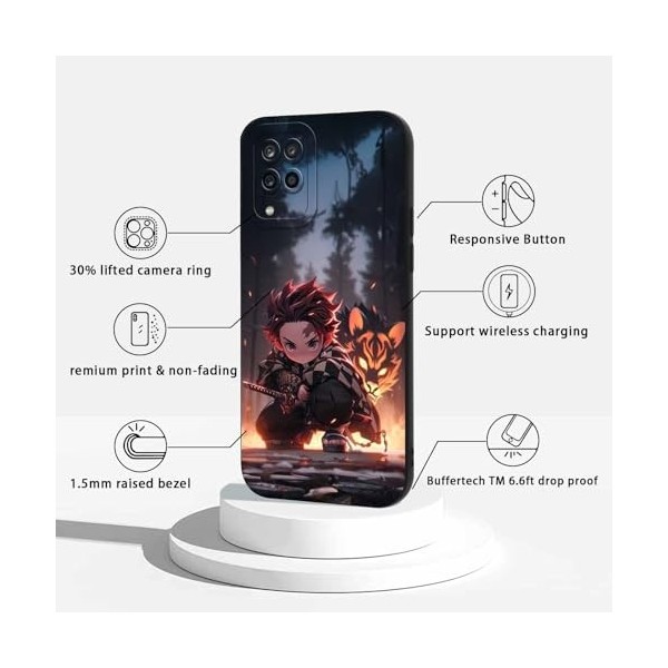 LYUBFDC 2 Pièces Coque pour Samsung Galaxy A12 4G 6.5, avec Anime Motif Demon Slayer Kamado Nezuko Tanjirou Manga Antichoc 