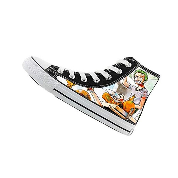 WANHONGYUE One Piece Anime Unisexe Baskets Montantes à Lacets Baskets Hautes Canvas Sneakers Bottines Mode 35 EU Noir / 13