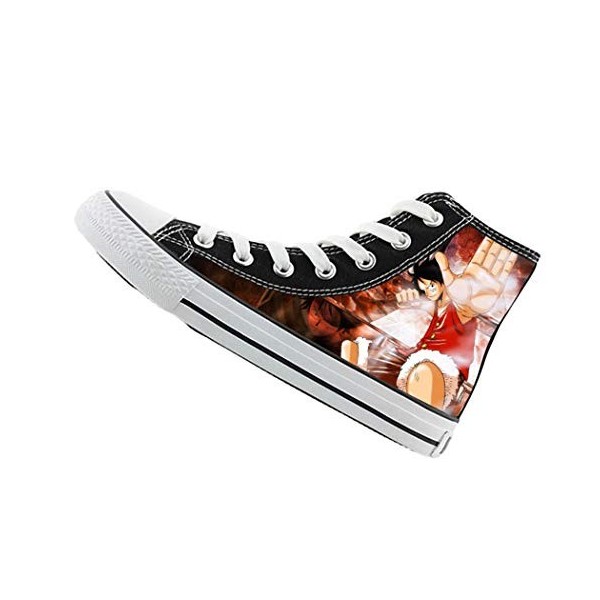 WANHONGYUE One Piece Anime Unisexe Baskets Montantes à Lacets Baskets Hautes Canvas Sneakers Bottines Mode 35 EU Noir / 13