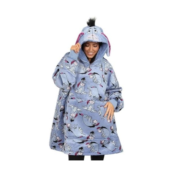 Disney Eeyore Sweat à capuche en polaire surdimensionné pour femme Bleu, bleu, taille unique