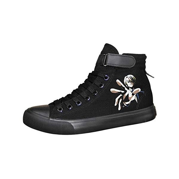 WANHONGYUE One Piece Anime Unisexe Chaussures en Toile à Lacets Baskets de Mode Sneakers Plimsolls 42 EU Noir 7