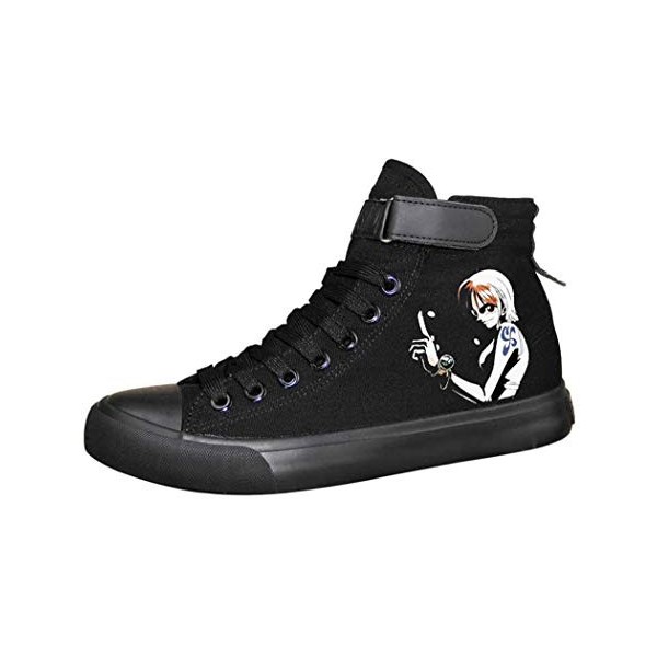 WANHONGYUE One Piece Anime Unisexe Chaussures en Toile à Lacets Baskets de Mode Sneakers Plimsolls 42 EU Noir 7