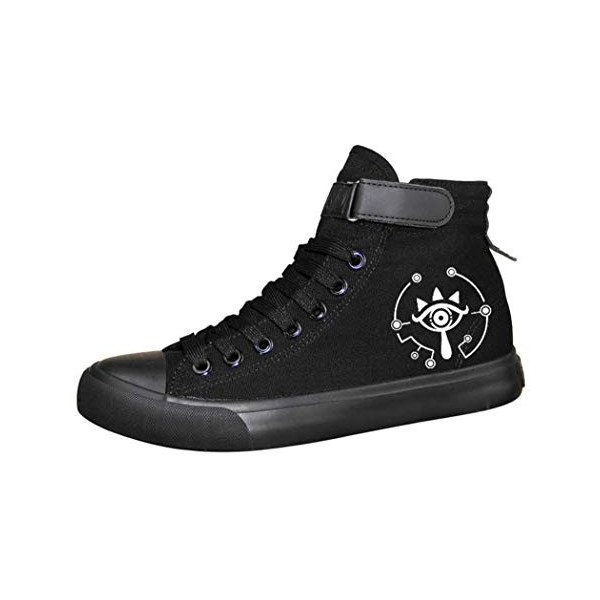 WANHONGYUE One Piece Anime Unisexe Chaussures en Toile à Lacets Baskets de Mode Sneakers Plimsolls 42 EU Noir 7
