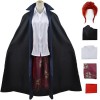 YEAJION Shanks Déguisement Homme Cosplay Capitaine Pirate Shanks Anime Outfit Chemise Pantalon et Cape pour Adulte Dress up H