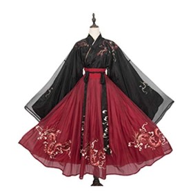 Dittzz Robe chinoise en chanvre pour femme - Vêtements de tang - Costume traditionnel chinois - Broderie - Hanfu - Robe pour 