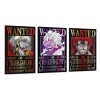 Poster One Piece Wanted sur toile représentant Eustass Luffy Law - Décoration murale - 40 x 60 cm