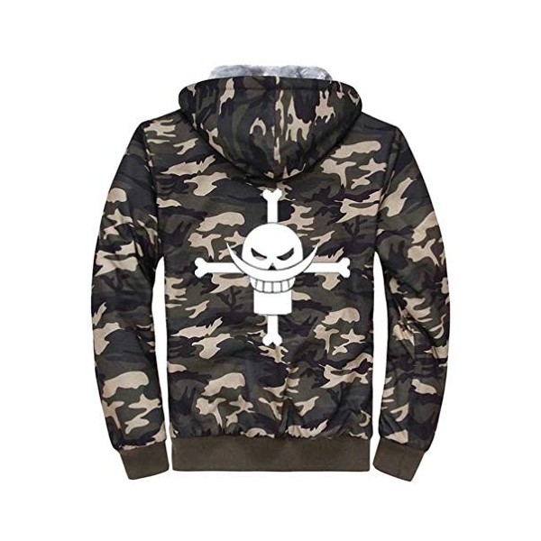 WANHONGYUE Anime One Piece Luffy Hoodie Sweat à Capuche Hommes Cosplay Plus Épais Velours Hiver Sweat-Shirt Veste 4 L