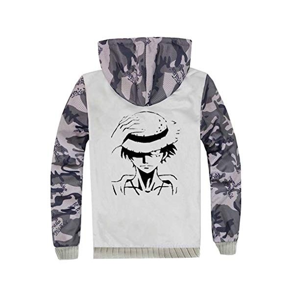 WANHONGYUE Anime One Piece Luffy Hoodie Sweat à Capuche Hommes Cosplay Plus Épais Velours Hiver Sweat-Shirt Veste 4 L