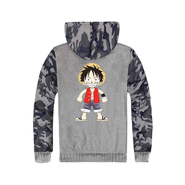 WANHONGYUE Anime One Piece Luffy Hoodie Sweat à Capuche Hommes Cosplay Plus Épais Velours Hiver Sweat-Shirt Veste 4 L