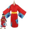 Anime One Piece Monkey D. Luffy Cosplay Costume Outfit, Wano Country Jeu de Rôle Kimono Uniforme Ensemble Complet Halloween C