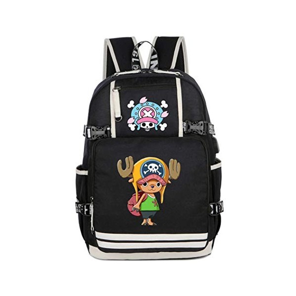 WANHONGYUE One Piece Tony Tony Chopper Anime Sac à Dos Cartable Knapsack Laptop Backpack avec USB Charging Port pour Étudiant