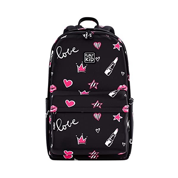 FunlyKid Sac à dos scolaire pour filles adolescentes - Cartable ultra léger pour lécole et la randonnée, sac à dos imperméab