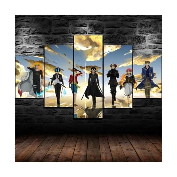 SIMORRA GUANGFAN - One Piece Monkey D. Luffy Affiche 224 Impression Sur Toile Intissée Tableau 5 Parties Hd Posters Image Tab