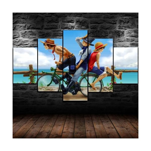 SIMORRA GUANGFAN - One Piece Monkey D. Luffy Affiche 224 Impression Sur Toile Intissée Tableau 5 Parties Hd Posters Image Tab