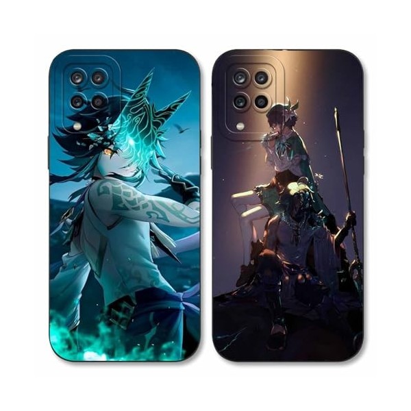 LYUBFDC 2 Pièces Coque pour Samsung Galaxy A12 4G 6.5, avec Anime Motif Genshin Impact Xiao Venti Manga Antichoc TPU Silico