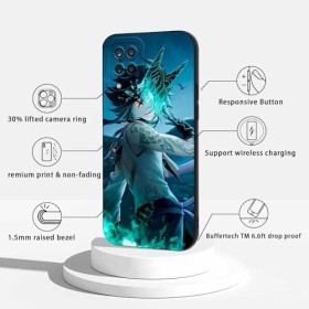LYUBFDC 2 Pièces Coque pour Samsung Galaxy A12 4G 6.5, avec Anime Motif Genshin Impact Xiao Venti Manga Antichoc TPU Silico