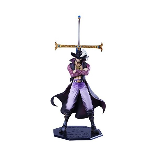 WANSHI One Piece Dracule Mihawk Figure, 28cm Mihawk PVC Anime Statue Debout Modèle Auto Bureau Jouet Décoratif pour Les Fans 