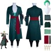 NIKKHO Anime One Piece Cosplay Set, Roronoa Zoro Cosplay Uniforme, Costume De Fête De Carnaval Dhalloween, Avec Perruque Bou