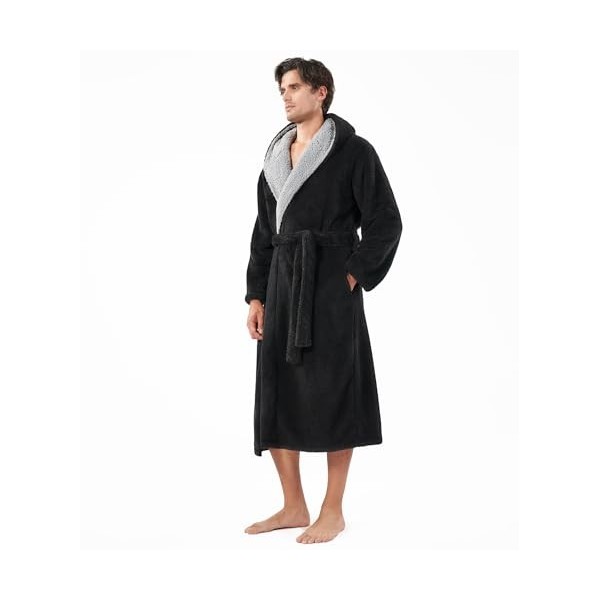 DAVID ARCHY Robe de chambre de luxe pour hommes Robe de Chambre Homme Polaire Chaude Peignoir Homme Doux