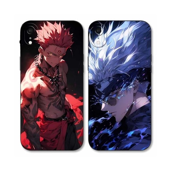 LYUBFDC 2 Pièces Coque pour Apple iPhone XR 6.1, avec Anime Motif Jujutsu Kaisen Gojo Satoru Itadori Yuji Manga Antichoc TP