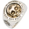 Bague tête de Mort Skull dor avec Totem Soleil en Argent Sterling 925 pour Homme Femme Taille réglable