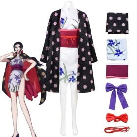 Anime One Piece Nico Robin Cosplay Costume pour Femmes Filles, Uniforme de Jeu de Rôle Cape Kimono Ensemble Complet Halloween
