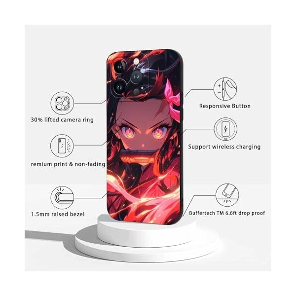 LYUBFDC 2 Pièces Coque pour Apple iPhone 13 Pro 6.1, avec Anime Motif Demon Slayer Kamado Nezuko Tanjirou Manga Antichoc TP