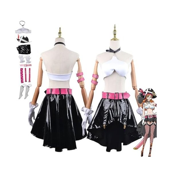 NIKKHO Anime One Piece Film Cosplay Set, Uniforme de Combat de Cosplay Nami Rouge, Costume de fête de Carnaval dhalloween, C