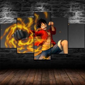 GUANGFAN - One Piece Monkey D.Luffy Impression Sur Toile Intissée Tableau 5 Parties Hd Posters Image Tableaux Decoration Mura