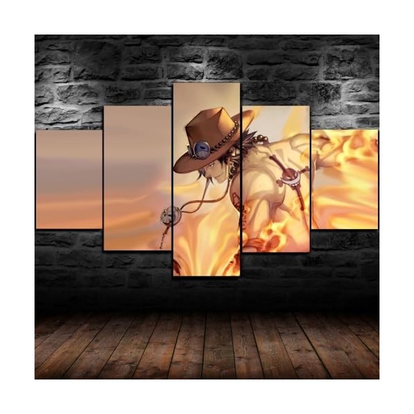 GUANGFAN - One Piece Monkey D.Luffy Impression Sur Toile Intissée Tableau 5 Parties Hd Posters Image Tableaux Decoration Mura