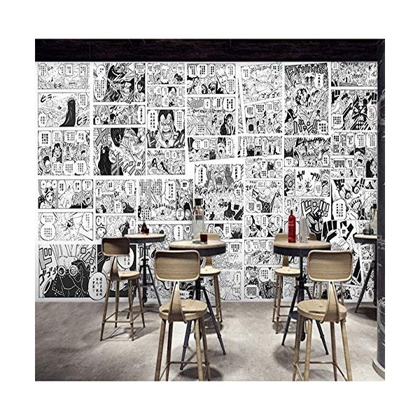 LJIEI Papiers peints Fond décran3D One Piece Manga Noir et Blanc Anime Restaurant Chambre Dortoir