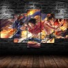 GUANGFAN Impression Sur Toile Intissee 5 Parties - One Piece Monkey D.Luffy Tableau Tableaux Decoration Murale Photo Image Ar