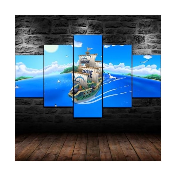 GUANGFAN - 5 Impression Sur Toile Tableau - One Piece Monkey D.Luffy - 5 Panneau Sport Image Peinture Hd Toile Mur Art Décor 