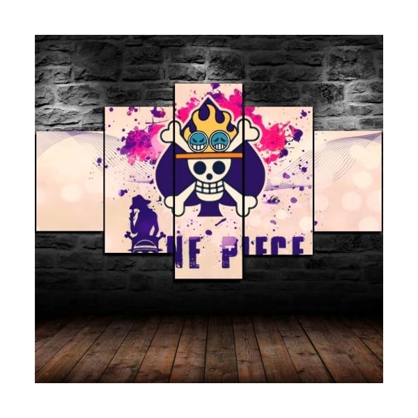 GUANGFAN - 5 Impression Sur Toile Tableau - One Piece Monkey D.Luffy - 5 Panneau Sport Image Peinture Hd Toile Mur Art Décor 