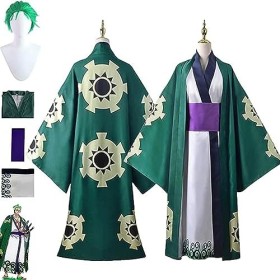 RUIZE Anime One Piece Roronoa Zoro Cosplay Costume avec perruque, personnages danime Kimono Robe ensemble complet tenue, hom